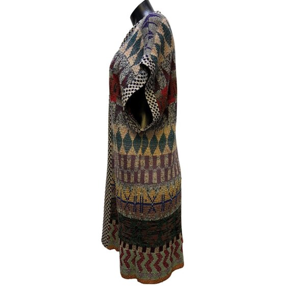 Renata Z Woven Sweater Vest Tan Multi Open Front L - Picture 4 of 5